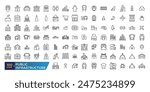 Public infrastructure icon set. Collection and pack of linear web and ui icons. Editable stroke. Vector illustration