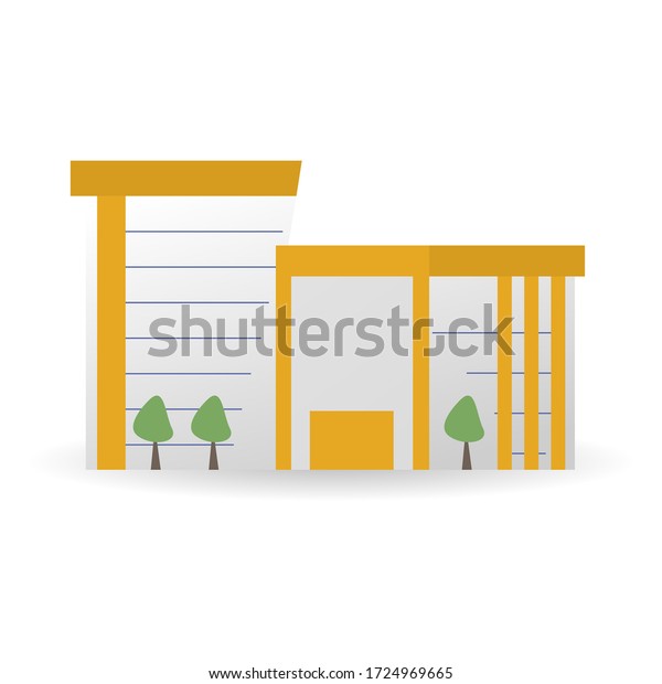 Public institutional building facade,\
commercial house, supermarket,  government city estate, town line\
icons. Flat design vector illustration symbol concept. isolated on\
white background