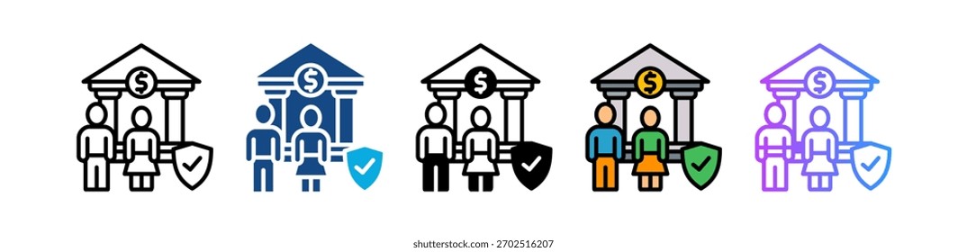Public Insurance Icon Multiple Vector Illustration