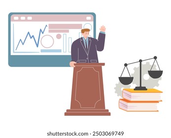 public law democratic law and order full rights social justice service law supremacy design icon illustration