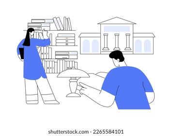 Public library abstract concept vector illustration. Children library event, tutoring and workshop, homework help, public service, reading facility, rare book access, take home abstract metaphor.