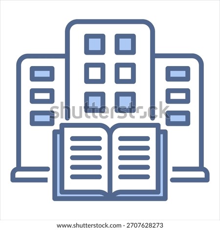 Public Library Blue Icon Vector Illustration