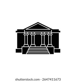 Public library building with grand steps and classic front pillars entrance