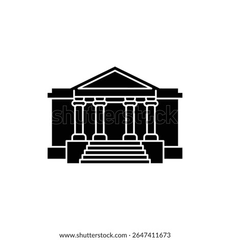 Public library building with grand steps and classic front pillars entrance