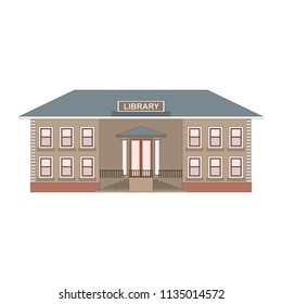Public library building icon front view in flat style. Vector illustration