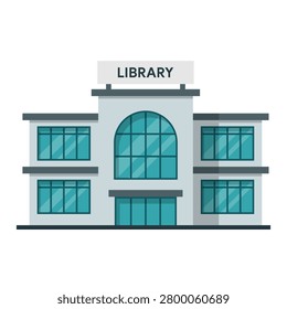 Public Library Building with Large Arched Window Vector