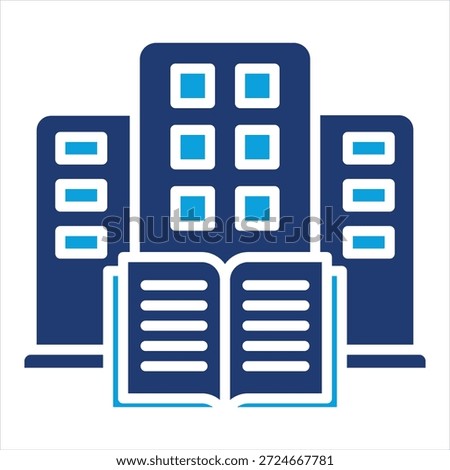 Public Library Flat Blue Icon Collection