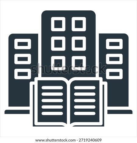 Public Library Glyph Icon Style Collection