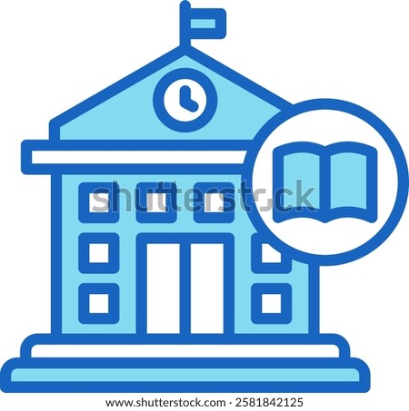 Public Library Icon Blue Vector Illustration