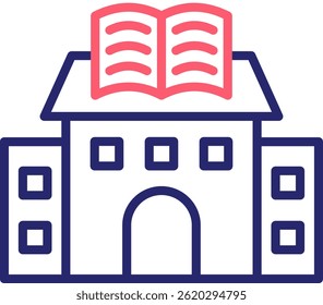 Public Library Icon Color Vector Illustration