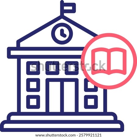 Public Library Icon Color Vector Illustration