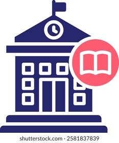 Public Library Icon Fill Vector Illustration