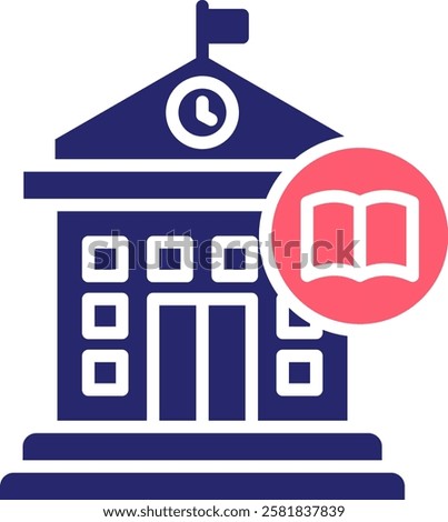 Public Library Icon Fill Vector Illustration