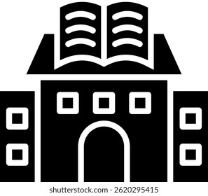 Ilustração do vetor de glifos do ícone de biblioteca pública