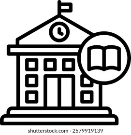 Public Library Icon Line Vector Illustration