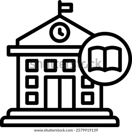 Public Library Icon Line Vector Illustration