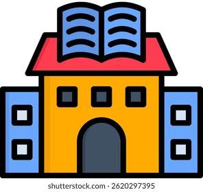 Public Library Icon Lineal Color Vector Illustration