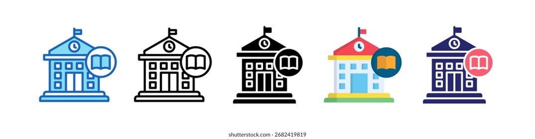 Icono de Biblioteca pública Conjunto de estilos múltiples Colección.