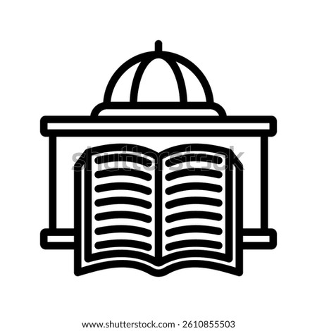Public Library Line Vector Illustration On White Background.