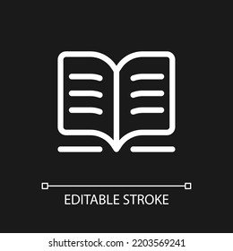 Public library pixel perfect white linear ui icon for dark theme. Assignment writing. Homework. Vector line pictogram. Isolated user interface symbol for night mode. Editable stroke. Arial font used