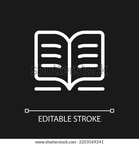 Public library pixel perfect white linear ui icon for dark theme. Assignment writing. Homework. Vector line pictogram. Isolated user interface symbol for night mode. Editable stroke. Arial font used