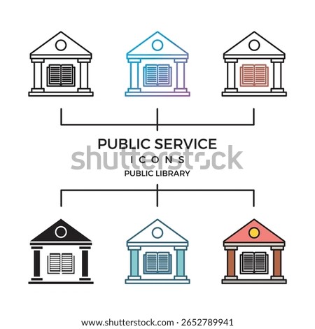 Public Library vector illustration related to public services and essential utilities. Useful for infographics, apps, and websites.