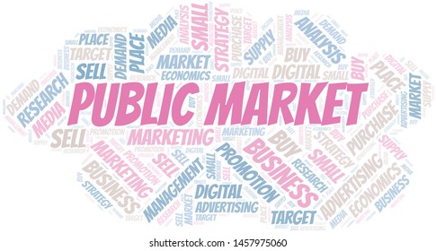 Public Market word cloud. Vector made with text only