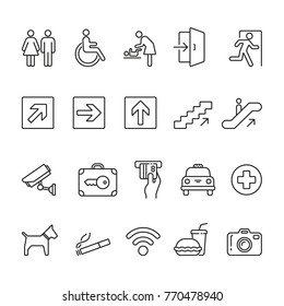 Public Navigation icons: thin vector icon set, black and white kit
