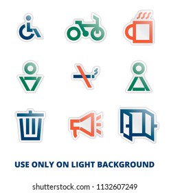 Public navigation line icon set; General icon stickers; Use only on light background