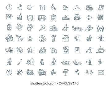 Public navigation vector line Icons set. Editable Stroke. Vector line open paths illustration.