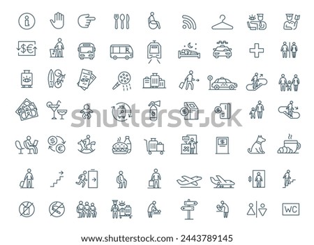 Public navigation vector line Icons set. Editable Stroke. Vector line open paths illustration.