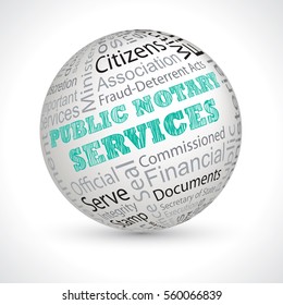 Public Notary Services Vector Theme Sphere With Keywords