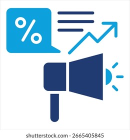 Oferta pública Flat Blue Icon Ilustración vectorial