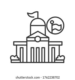 Public office icon Classical architecture public office capitol building. Concept linear pictogram for local authorities headquarters. Editable stroke vector illustration for maps and navigation