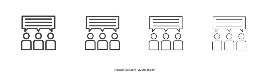 Concepto de icono de opinión pública Pictograma lineal. Ilustración de elemento simple.