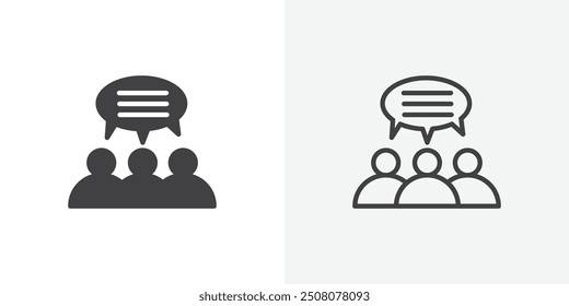 Public opinion icon in solid and outlined style