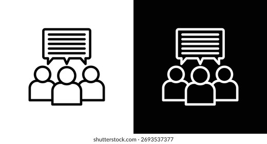 Public opinion icon vector graphics in strokes