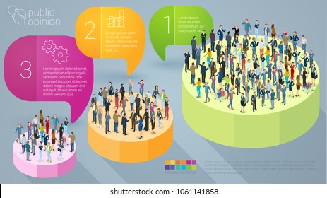 Public Opinion Infographics Vector Step By Step Chart Template.
