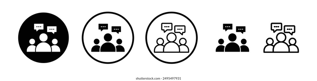 Icono de Vector de opinión pública en color blanco y negro.