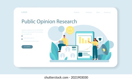 Public opinion web banner or landing page. Idea of PR through mass media to advertise your brand. Management and marketing strategy. Flat illustration