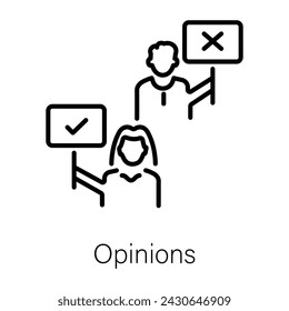 Public opinions, trendy linear icon 