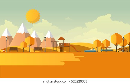 Public Park Abstract Vector Flat illustration.