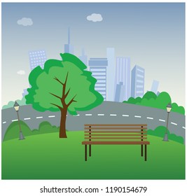 Public Park With Bench
