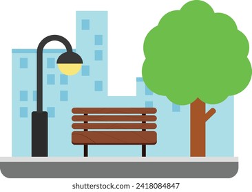 Public Park cartoon flat style.Vector illustration.Park with city background