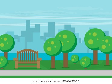 Public park in the City. Vector illustration.