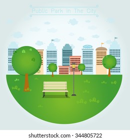 Public Park in The City Vector illustration