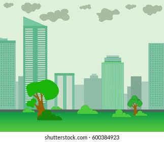 Public park in the City. Vector illustration.