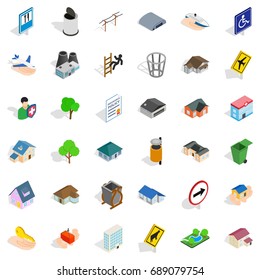 Public park icons set. Isometric style of 36 public park vector icons for web isolated on white background