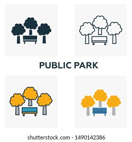 Public Park outline icon. Thin style design from city elements icons collection. Pixel perfect symbol of public park icon. Web design, apps, software, print usage.