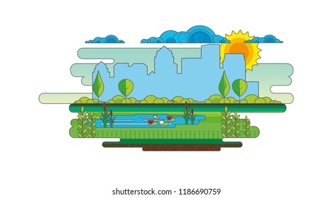 Public park. Vector Flat illustration.